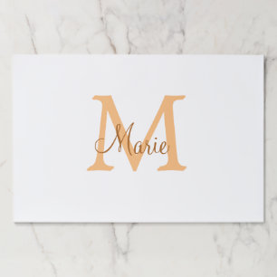 simple minimal add name monogram orange brown thr paper pad