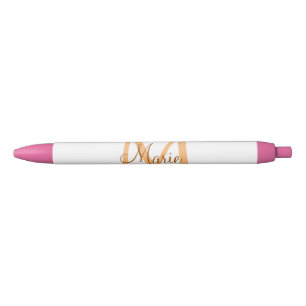 simple minimal add name monogram orange brown thr pen