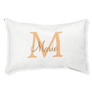 simple minimal add name monogram orange brown thr pet bed
