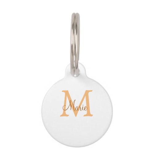 simple minimal add name monogram orange brown  thr pet ID tag