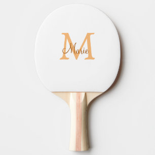 simple minimal add name monogram orange brown thr ping pong paddle