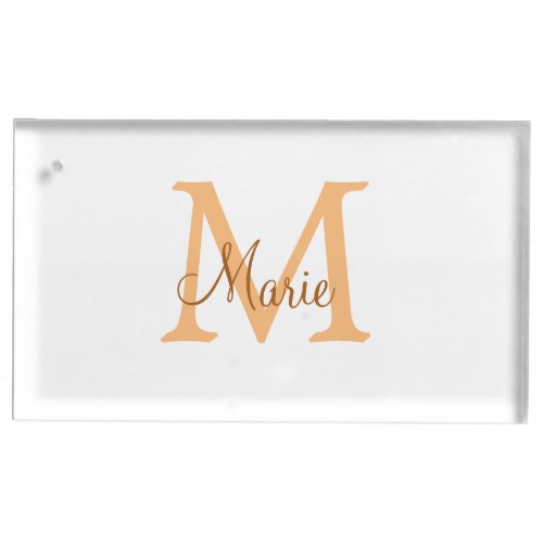 simple minimal add name monogram orange brown  thr place card holder