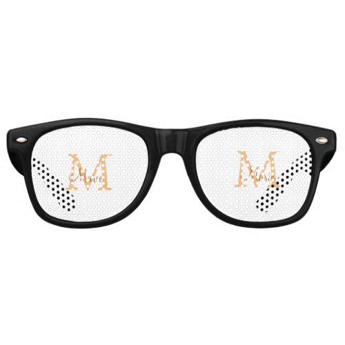 simple minimal add name monogram orange brown  thr retro sunglasses