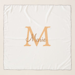 simple minimal add name monogram orange brown thr scarf