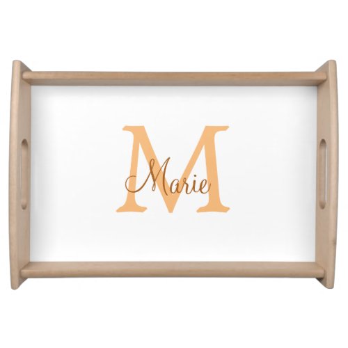 simple minimal add name monogram orange brown  thr serving tray