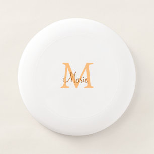simple minimal add name monogram orange brown  thr Wham-O frisbee