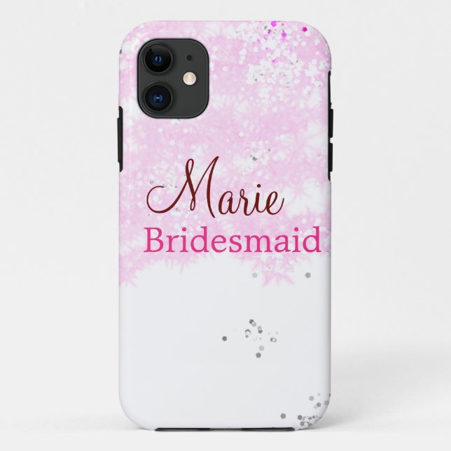 simple minimal add name monogram pink bridesmaid   Case-Mate iPhone case (Back)