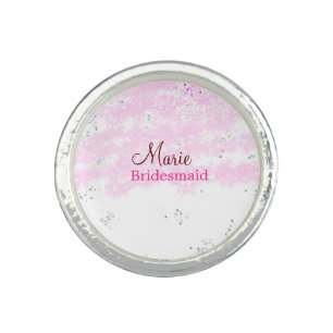 simple minimal add name monogram pink bridesmaid d ring
