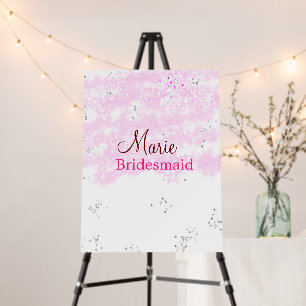 simple minimal add name monogram pink bridesmaid   foam board