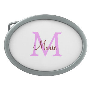 simple minimal add name monogram pink red belt buckle