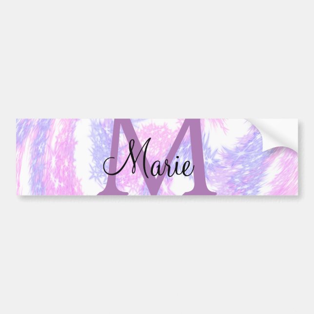 simple minimal add name monogram pink red glitter  bumper sticker (Front)