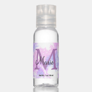 simple minimal add name monogram pink red glitter hand sanitizer