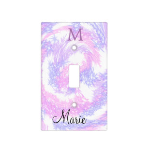 simple minimal add name monogram pink red glitter light switch cover