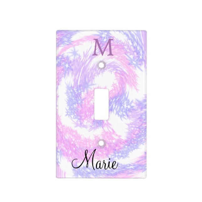 simple minimal add name monogram pink red glitter  light switch cover (Front)