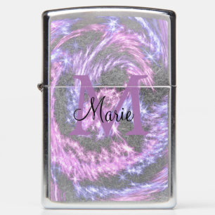 simple minimal add name monogram pink red glitter zippo lighter