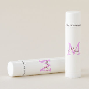 simple minimal add name monogram pink red lip balm
