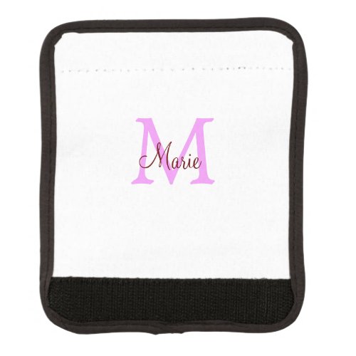 simple minimal add name monogram pink red    luggage handle wrap