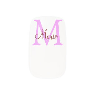 simple minimal add name monogram pink red minx nail art