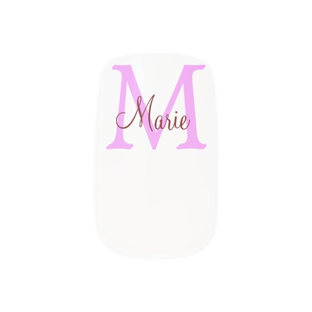 simple minimal add name monogram pink red    minx nail art (Left Thumb)