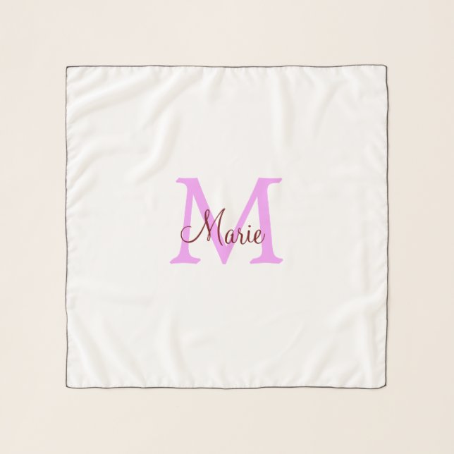 simple minimal add name monogram pink red    scarf (Front)