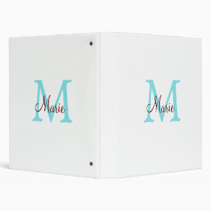 simple minimal add name monogram pink red throw 3 ring binder