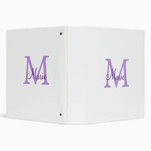 simple minimal add name monogram pink red throw 3 ring binder