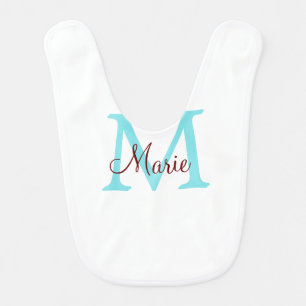 simple minimal add name monogram pink red   throw  baby bib