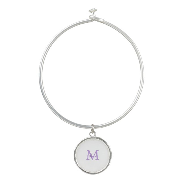 simple minimal add name monogram pink red   throw  bangle bracelet (Front)