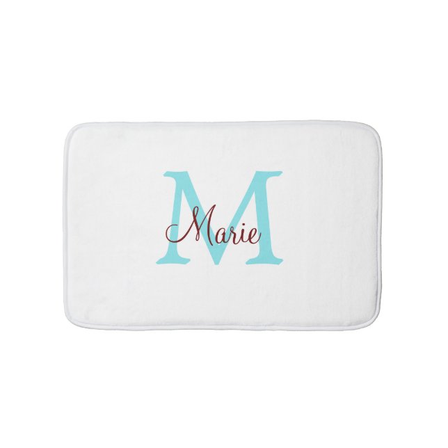 simple minimal add name monogram pink red   throw  bath mat (Front)