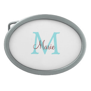 simple minimal add name monogram pink red throw belt buckle