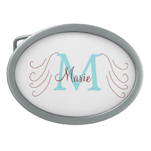simple minimal add name monogram pink red throw belt buckle