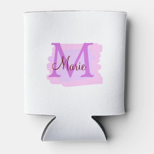 simple minimal add name monogram pink red   throw  can cooler