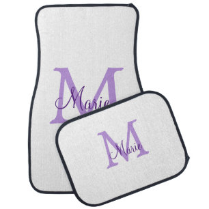 simple minimal add name monogram pink red throw car floor mat