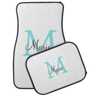 simple minimal add name monogram pink red throw car floor mat