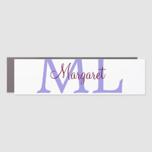 simple minimal add name monogram pink red   throw  car magnet