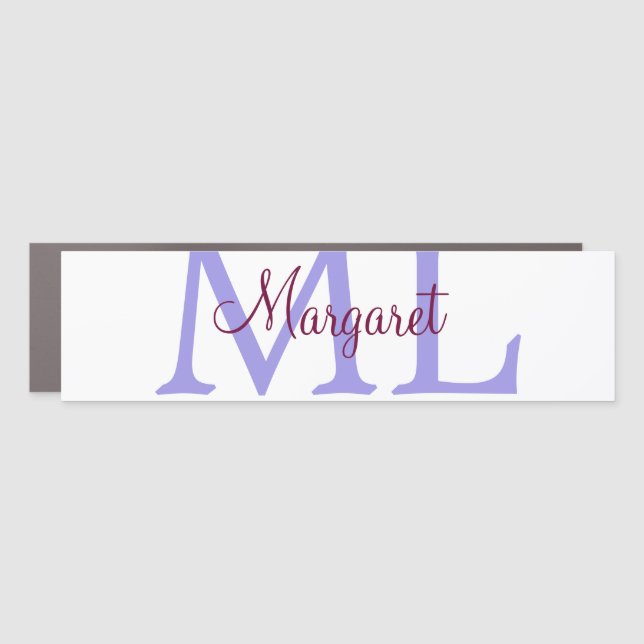 simple minimal add name monogram pink red   throw  car magnet (Front)