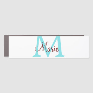 simple minimal add name monogram pink red throw car magnet