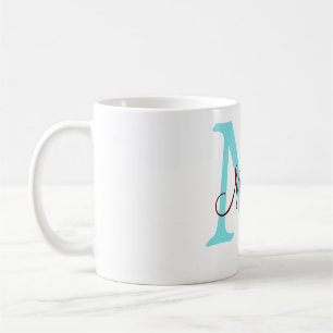 simple minimal add name monogram pink red throw coffee mug