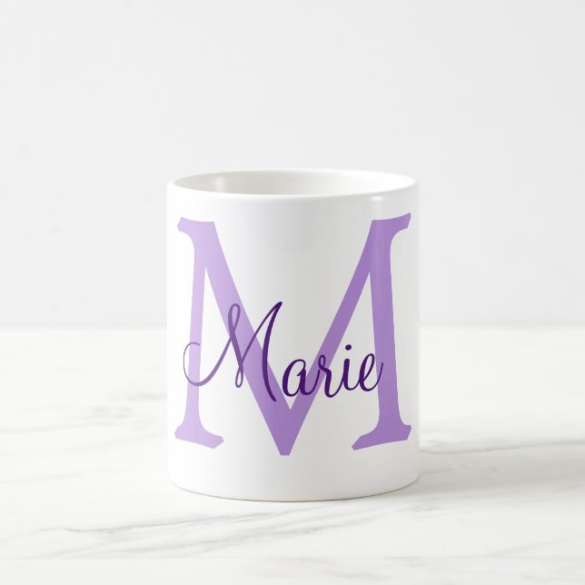 simple minimal add name monogram pink red   throw  coffee mug (Center)