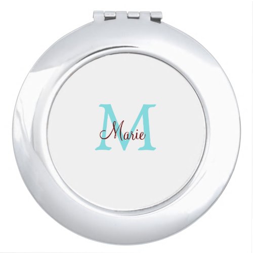 simple minimal add name monogram pink red   throw  compact mirror