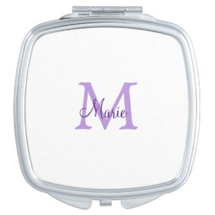 simple minimal add name monogram pink red throw compact mirror