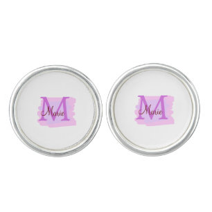 simple minimal add name monogram pink red throw cufflinks