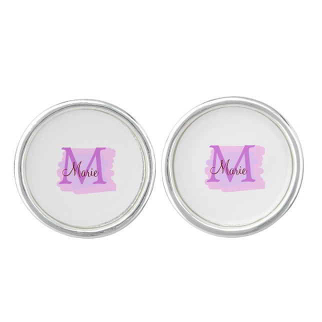 simple minimal add name monogram pink red   throw  cufflinks (Front)