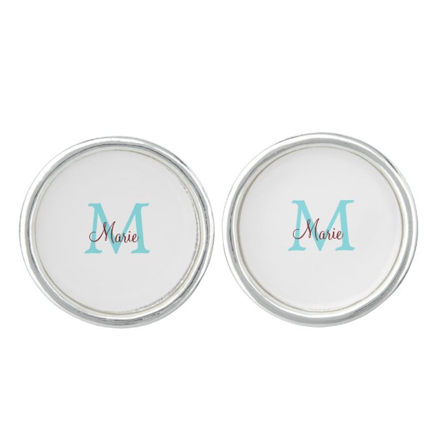 simple minimal add name monogram pink red   throw  cufflinks (Front)