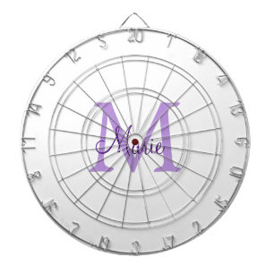 simple minimal add name monogram pink red throw dart board
