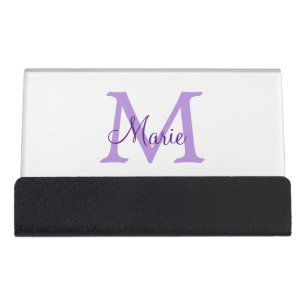 simple minimal add name monogram pink red throw desk business card holder