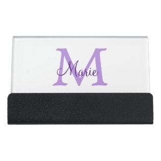 simple minimal add name monogram pink red throw desk business card holder
