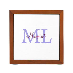 simple minimal add name monogram pink red   throw  desk organizer