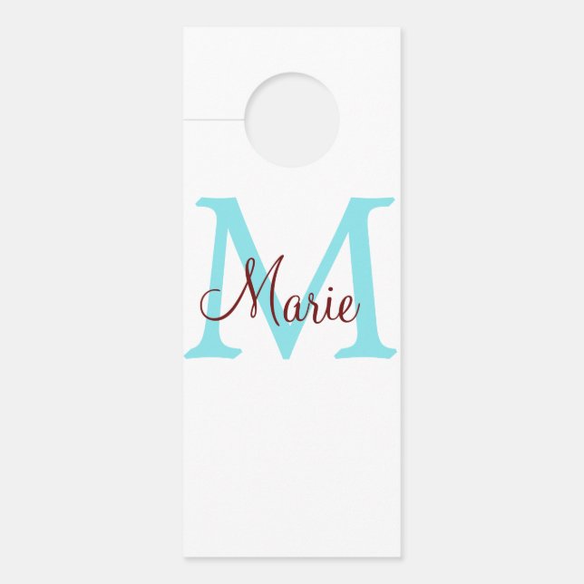 simple minimal add name monogram pink red   throw  door hanger (Front)