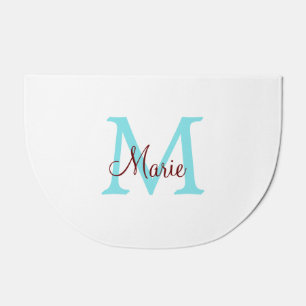 simple minimal add name monogram pink red throw doormat